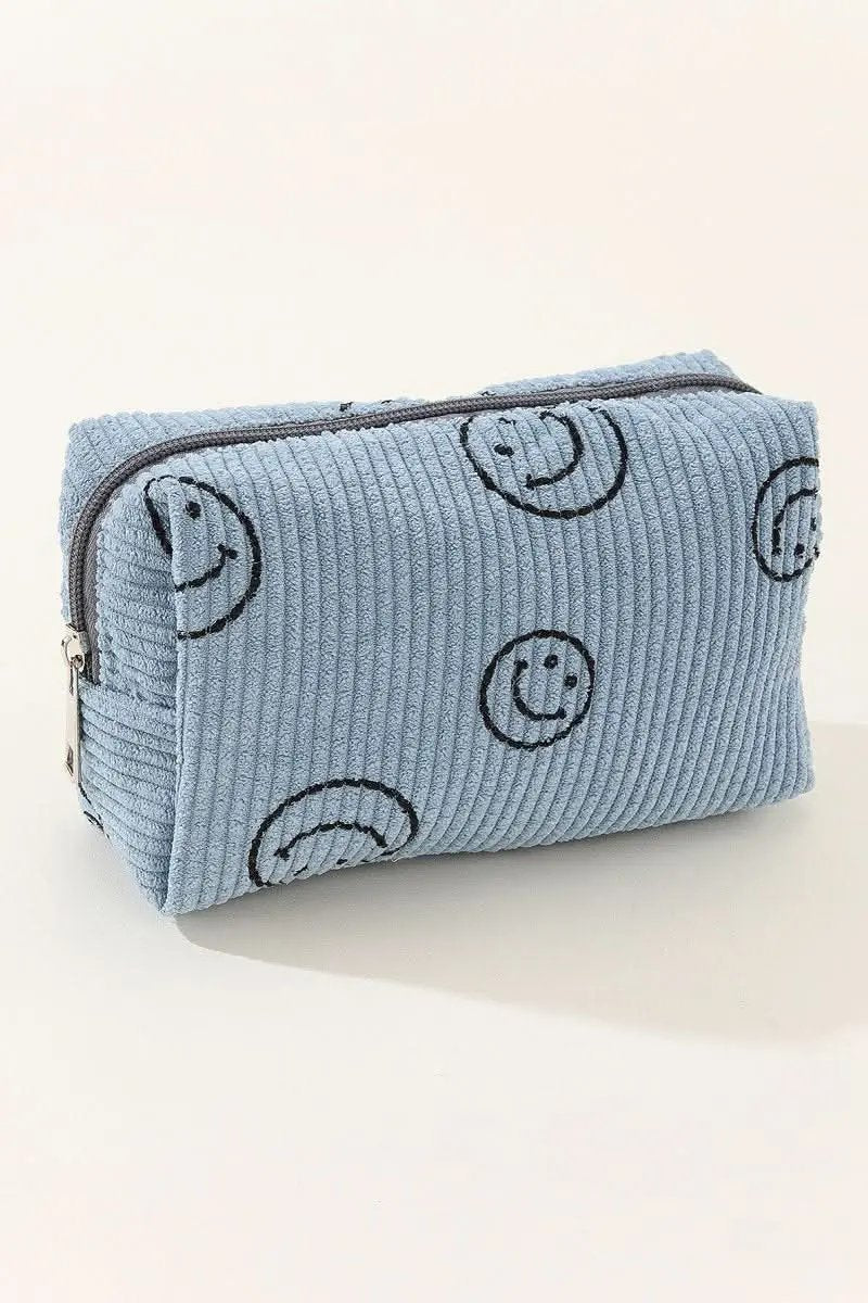 Zenana Smiley Face Corduroy Cosmetic Pouch - Love Salve